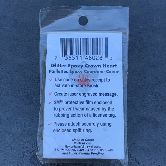 TagWorks Custom Glitter Epoxy Heart Crown Dog Tag - Picture 4 of 5